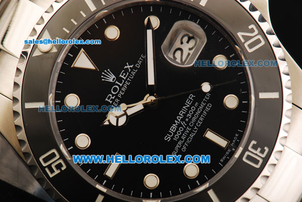 Rolex Submariner Swiss ETA 2836 Automatic Movement Steel Case and Strap with Black Dial and White Markers 43mm - Click Image to Close